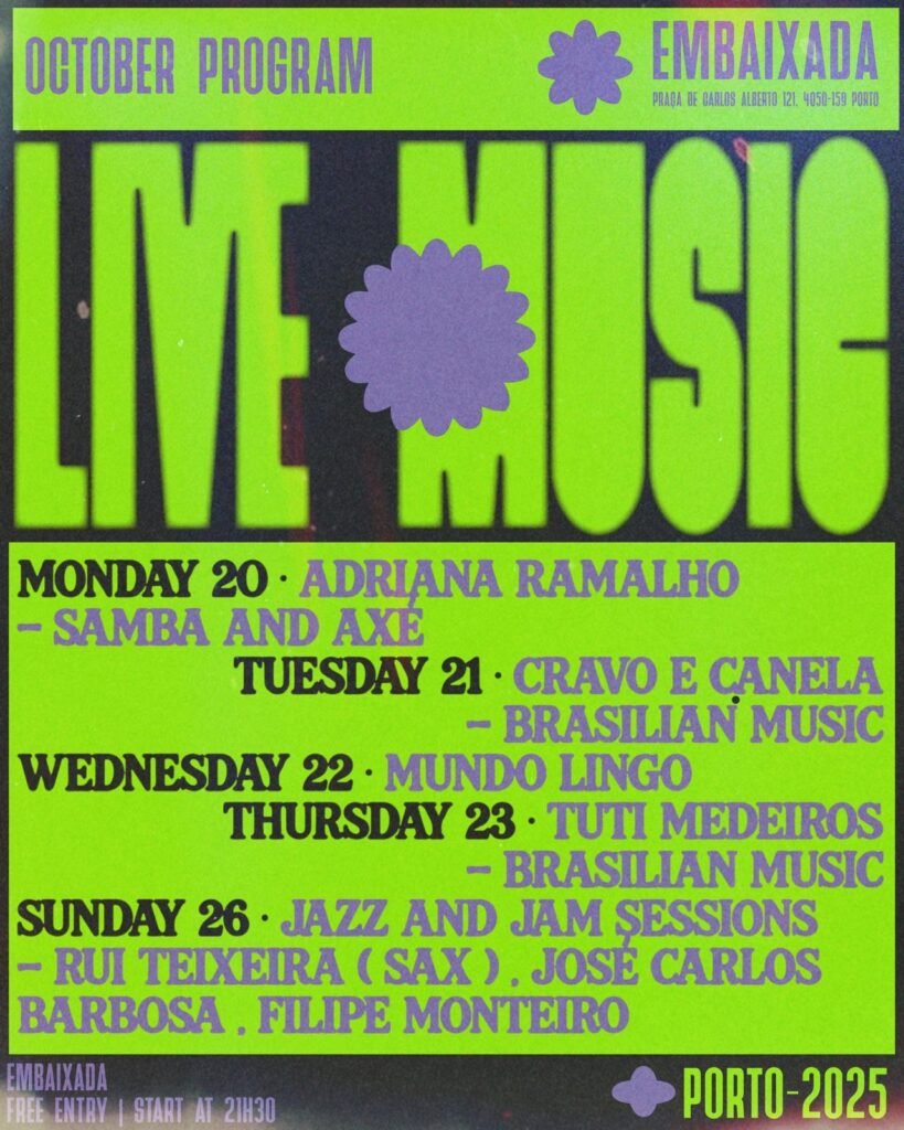 Embaixada Bar Porto Blog 25 Embaixada Bar Porto CARTAZ LIVE MUSIC